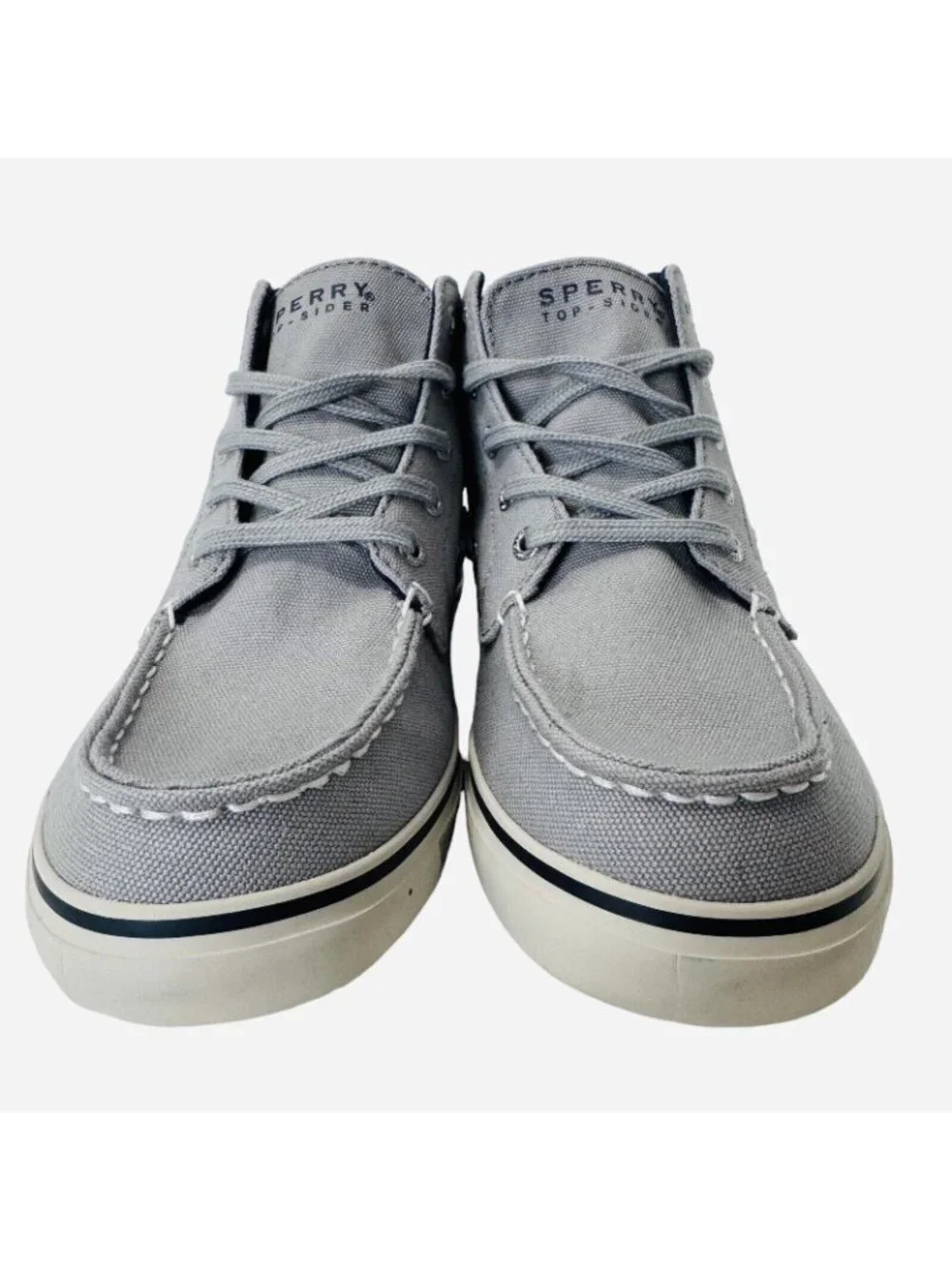 Sperry Top Sider Canvas Sneaker Women 7.5 Lace Up Hi Top Venice Sky Gray
